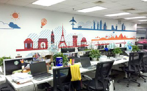 定边教你设计办公室墙绘的方法。